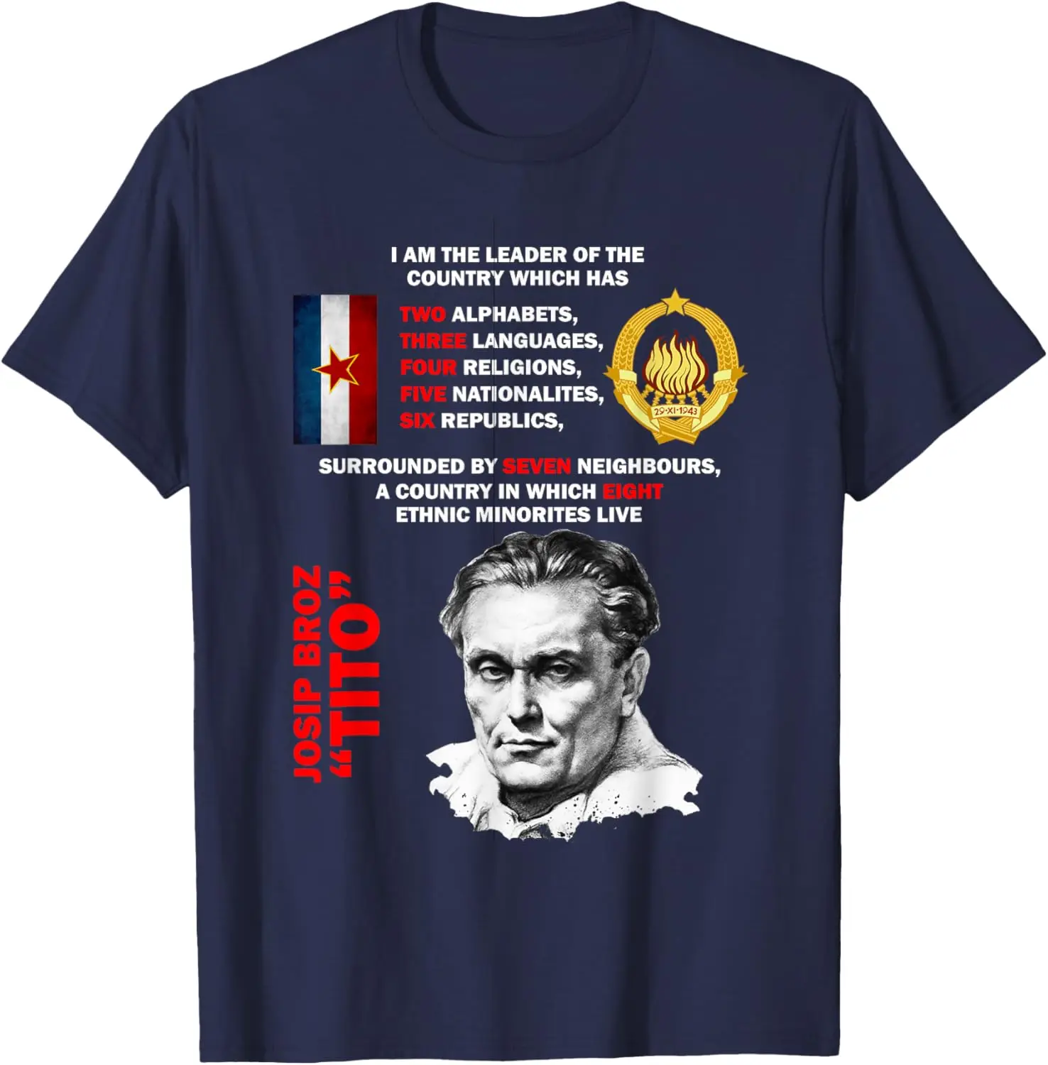 Josip Broz Tito Men T-Shirt Short Sleeve Casual 100% Cotton T Shirt