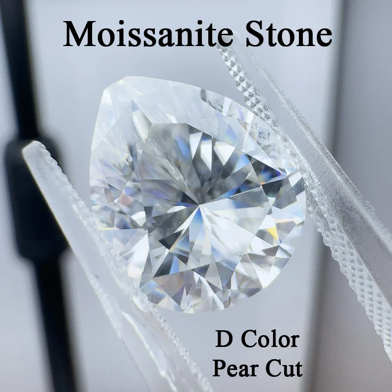 

Moissanite Stones D Color Pear Cut Pass Tester Multiple Colors Available Gemstone Beads for Diy Jewelry with Certificate