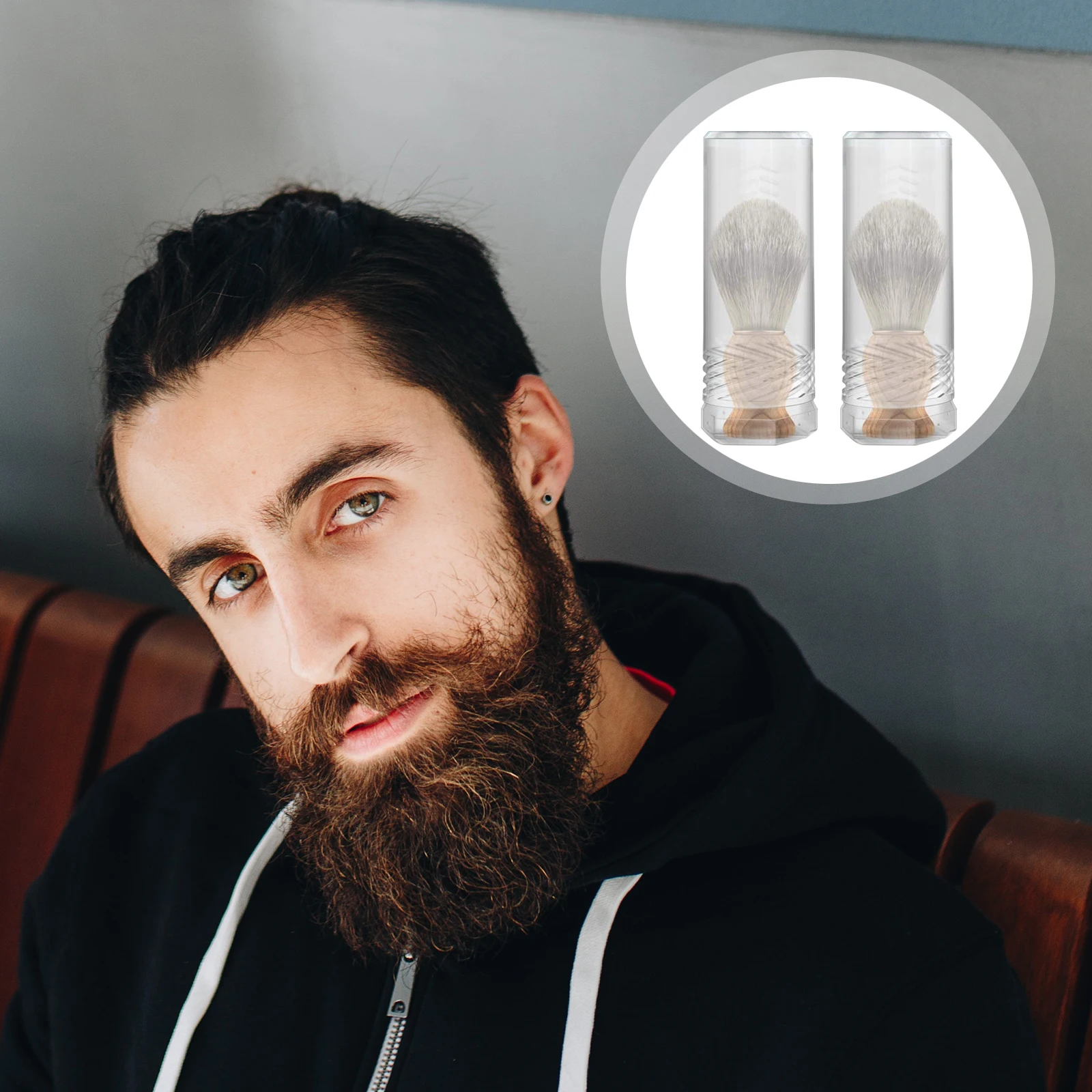 Estuche de afeitado ajustable de plástico para viaje, contenedor con soporte, portalápices para afeitado, estuche para brochas de viaje, 2 uds.