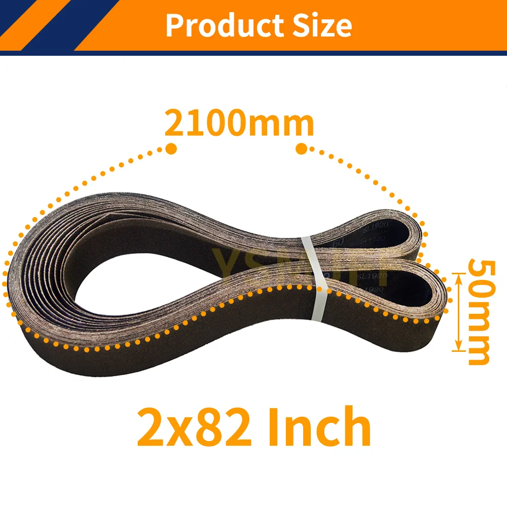 2100 x 50 mm Calcined Sanding Belts for Metal Polishing, 2