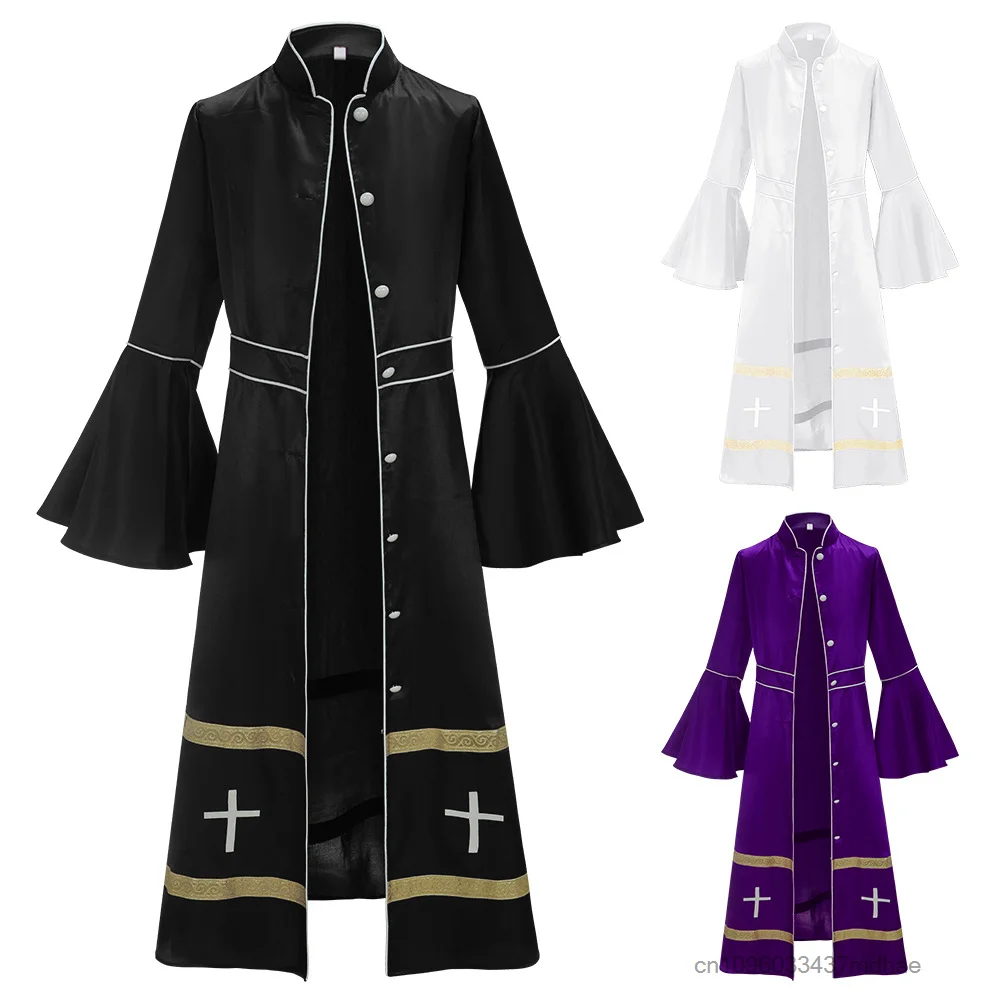 

Medieval Renaissance Church Clergy Cosplay Costume Vintage Female Pastor's Flare Sleeve Attire for Stage Performance Outfit