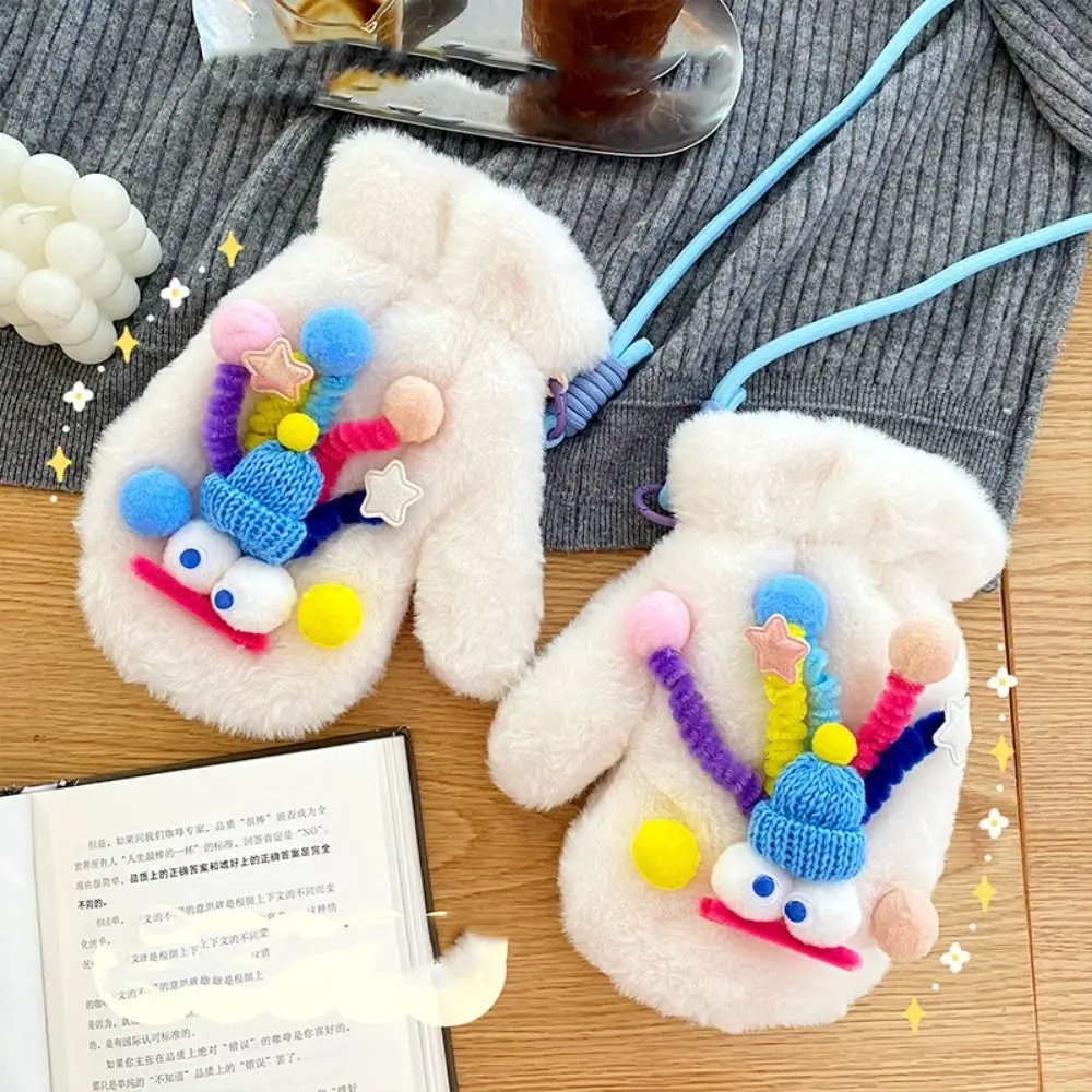 

Full Finger Mittens Big Eye Knitted Gloves Creative Warm Soft Cartoon Gloves Cute Thicken Student Knitted Gloves Female