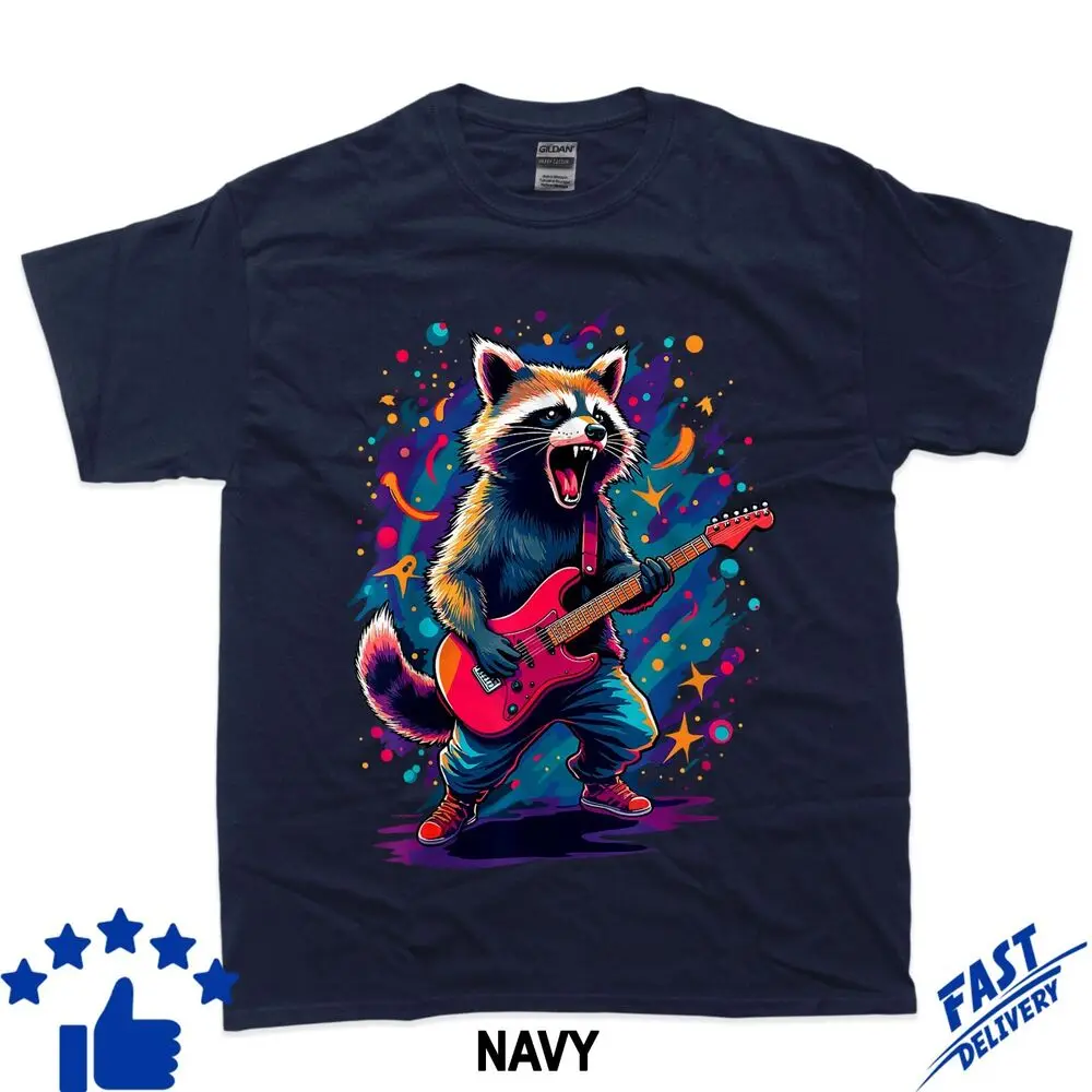 Rocking Raccoon Guitar Player Concert Festival Music Cool T-Shirt