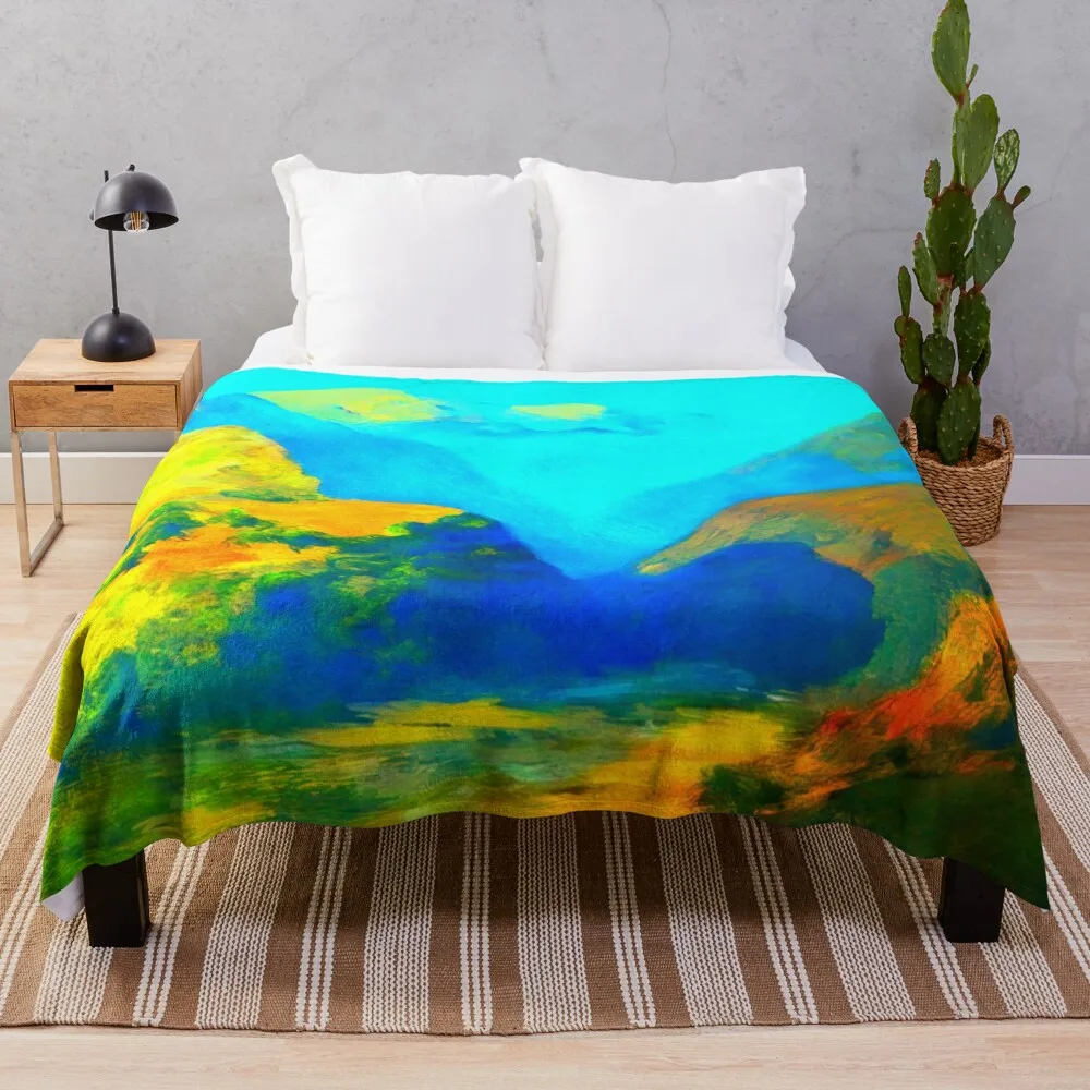 Snowy mountain peaks. Caucasus. By Arkhyp Kuindzhi Vibrante Edition Throw Blanket Soft Beds Polar Summer Blankets