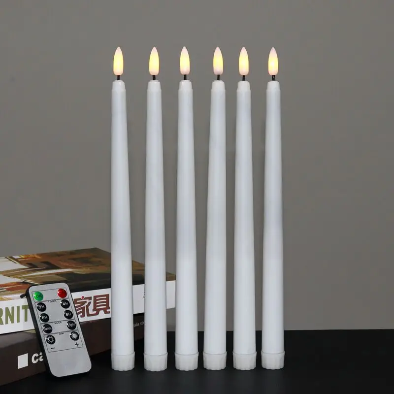 120pcs 10 Keys Remote controlled&Timer Flickering Flameless 3D Wick LED Taper Candle Battery powered Christmas Home Decoration