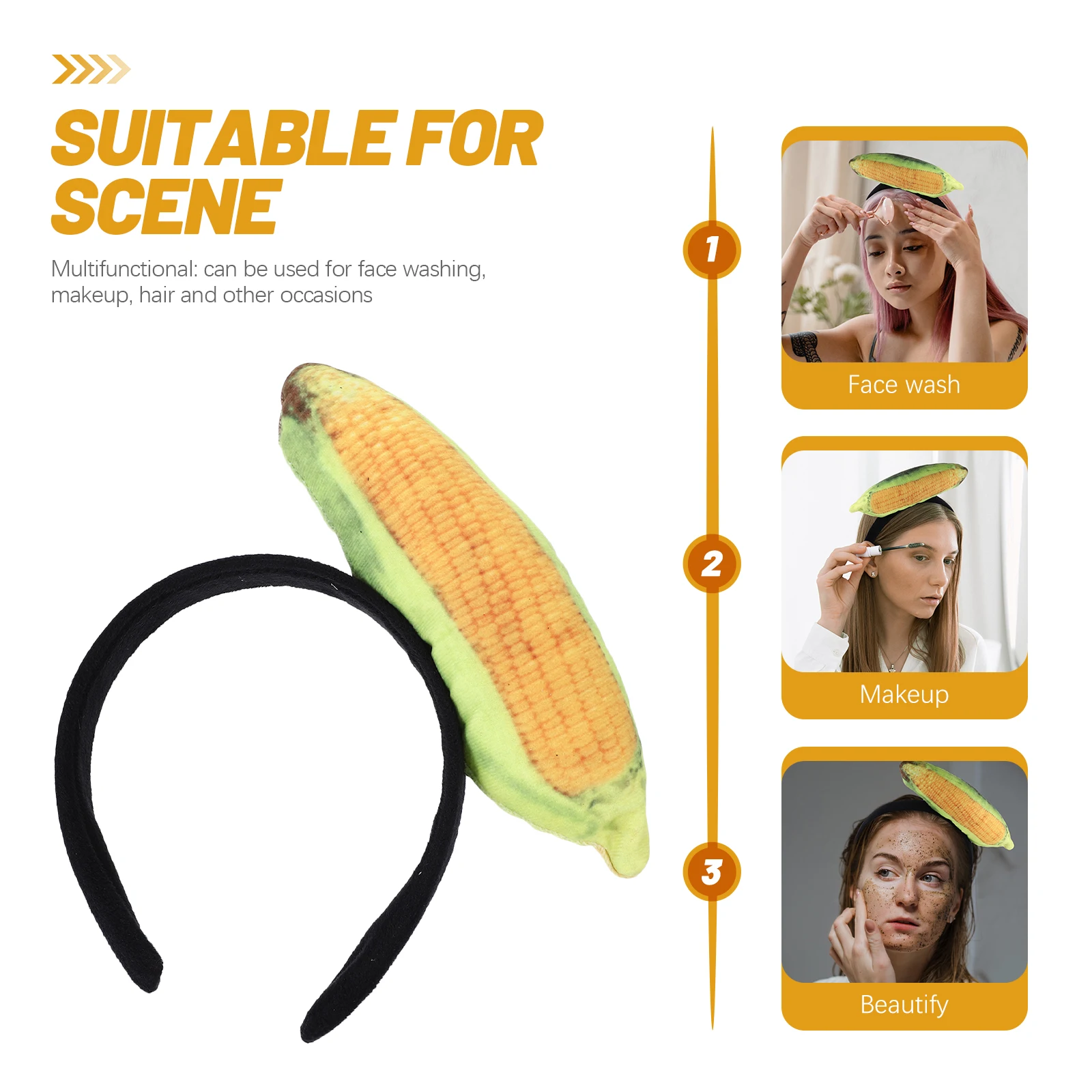 

Ice Cream Headband Corn Headpiece Vegetable Hair Band Soft Comfortable Adult Hair Accessories Cute Corn Shaped Face for Women