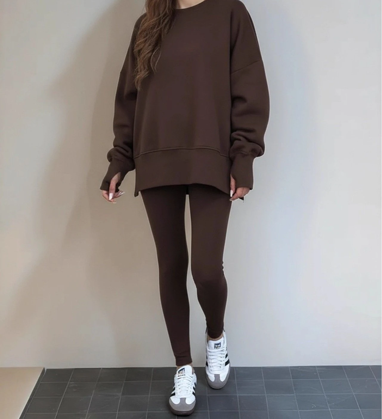 

Women's Loose Plus Casual Long Sleeved Sweatshirt Set for Autumn and Winter, Two-piece Set with Bottom Pants