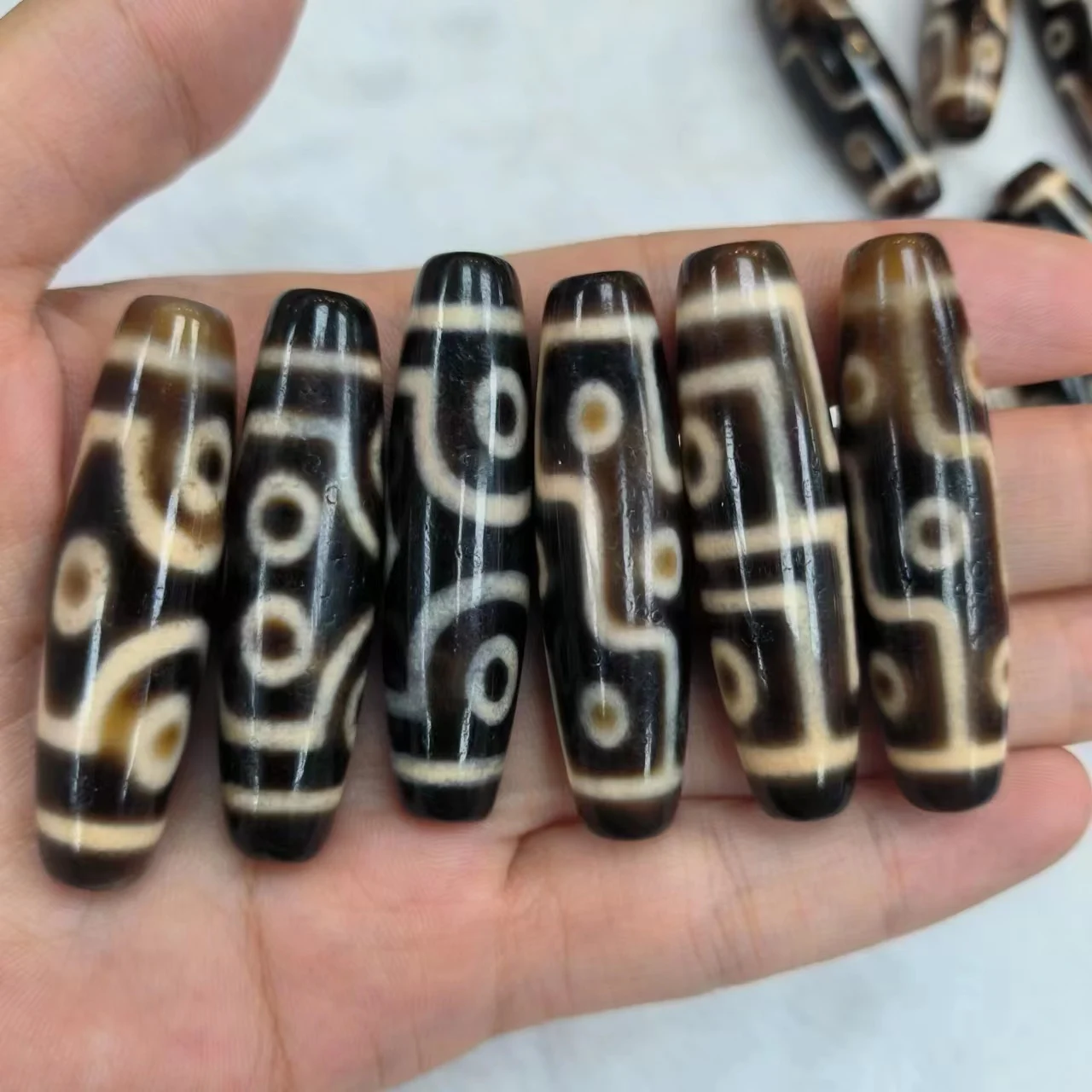 1pcs/lot Natural Multi-Eyed Pattern Agate Dzi Weathered Horseshoe handmade beads folk-custom necklace Bracelet precious jewelry