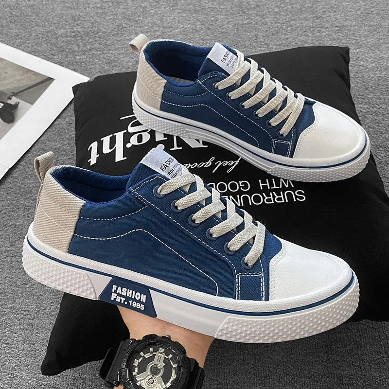 أحذية رياضية كاجوال للرجال موضة الأزرق حذاء قماش رجالي تنفس تنوعا أحذية التزلج للرجال حجم كبير 46 أحذية رياضية