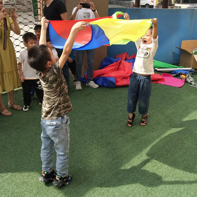 Rainbow parachute kindergarten gioco all\'aperto genitore-figlio per bambini attrezzatura per l\'allenamento sensoriale oggetti di scena divertenti