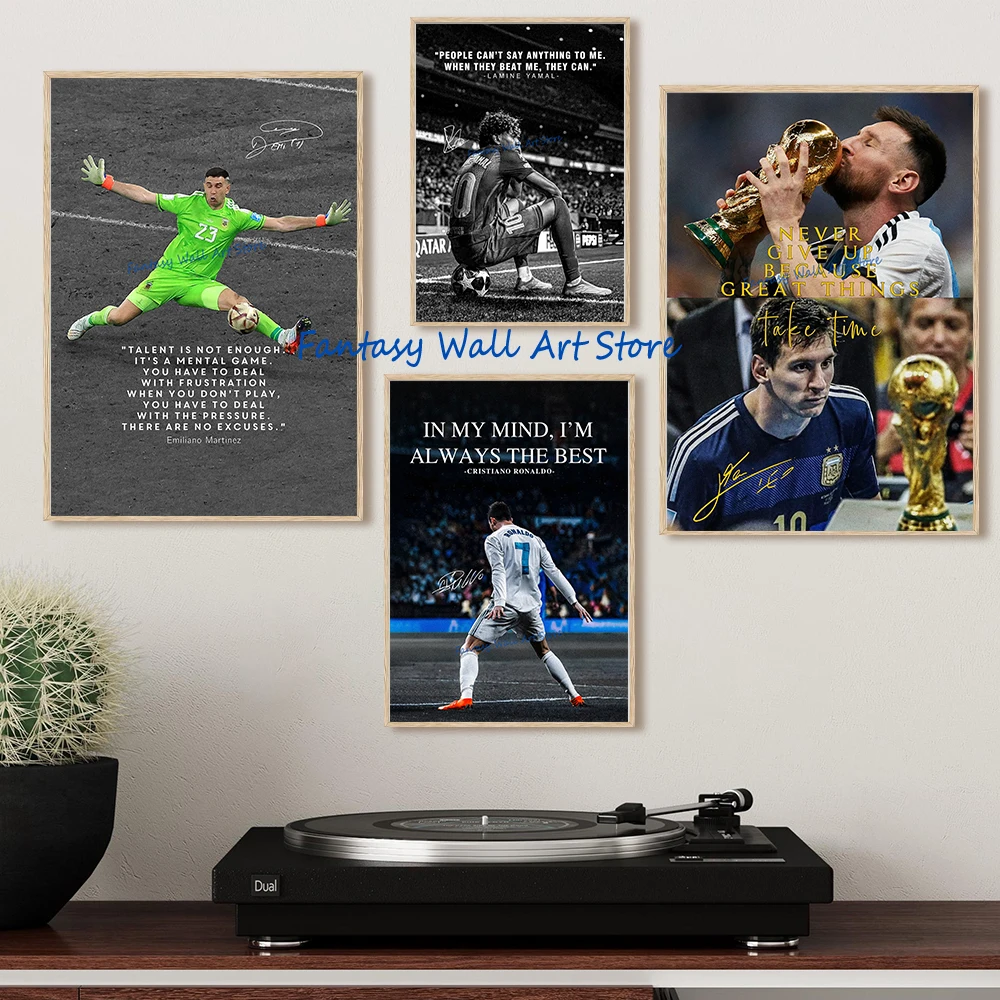Sports Quotes Inspired Motivational Football Athlete Icons Quotes Poster Canvas Painting Home Office Living Room Wall Decor Gift