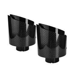 1 Pcs Universal Car Carbon Fibre Tail Throat Stainless Steel Bright Black Twill Glossy Muffler Exhaust Nozzle Tip 130mm