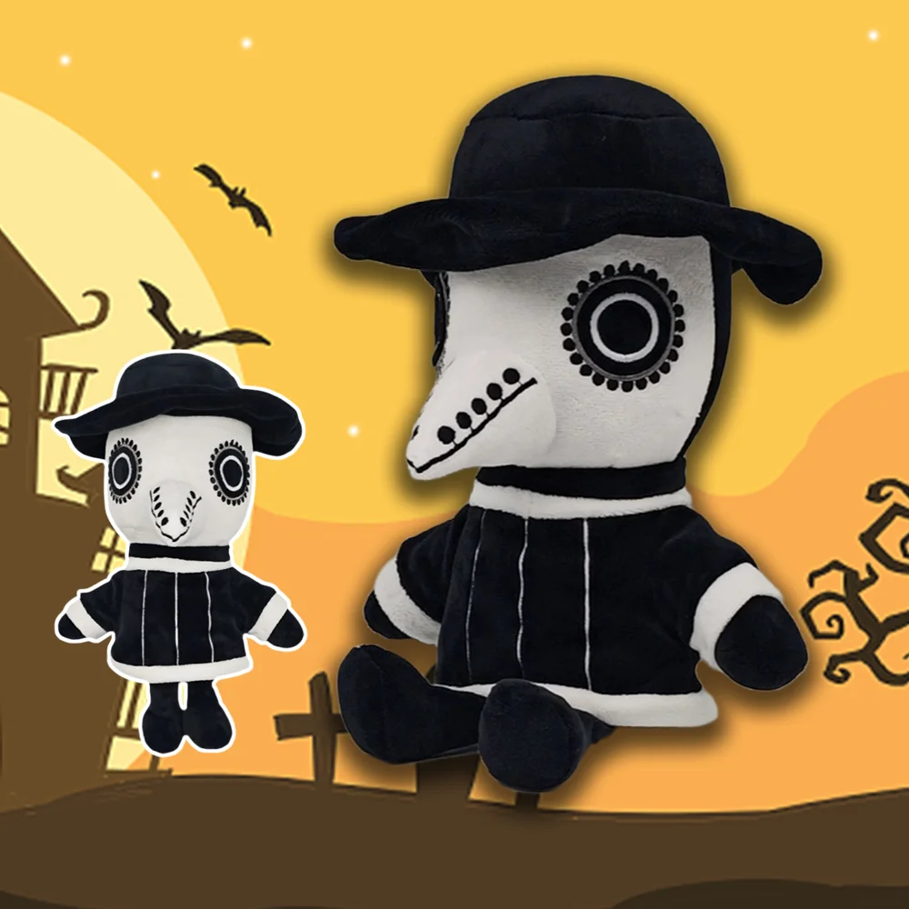

TreasuringU Black Plague Doctor Plush Toy Happy Halloween Plague Crow Stuffed Dolls Halloween Birds Toy Gift for Children