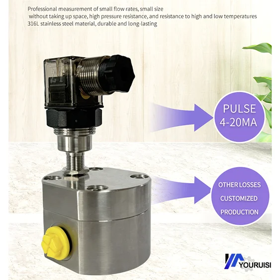 Misuratore di portata di micro precisione in acciaio inossidabile 316L di dimensioni compatte per la misurazione media dell'olio dell'acqua liquida supportata OEM
