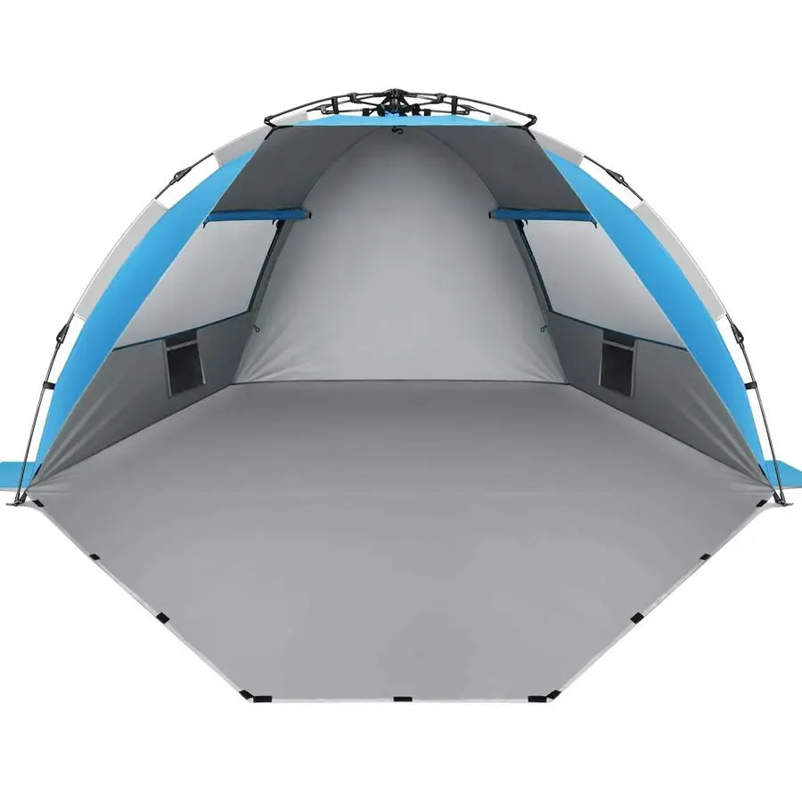 

XLarge 4 Person Beach Tent Sun Shelter Portable Sun Shade Instant Tent for Beach with Carrying Bag, Stakes, 6 Sand Pockets, Anti