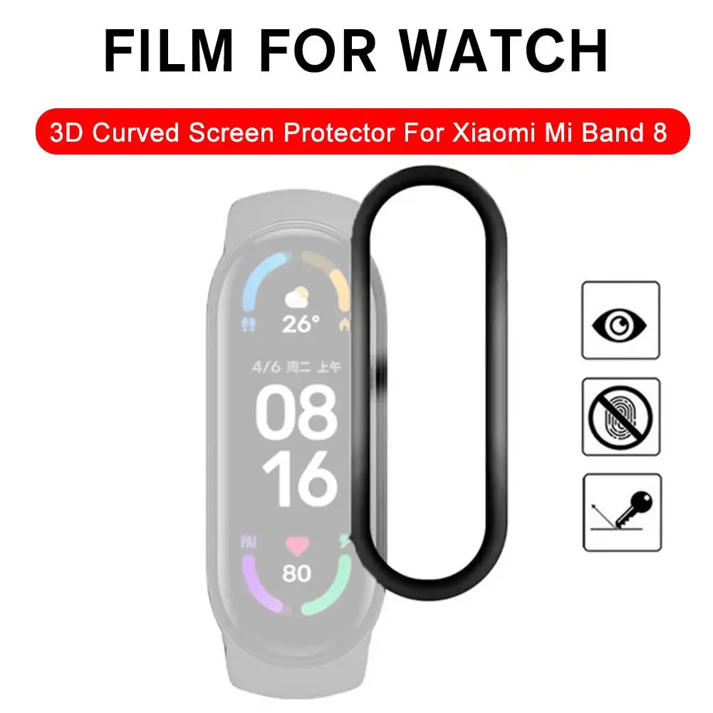 3D Full Screen Protector For Xiaomi Mi Band 8 Protective High-definition Glass Anti-scratch Smart Watch Accessories V0A3