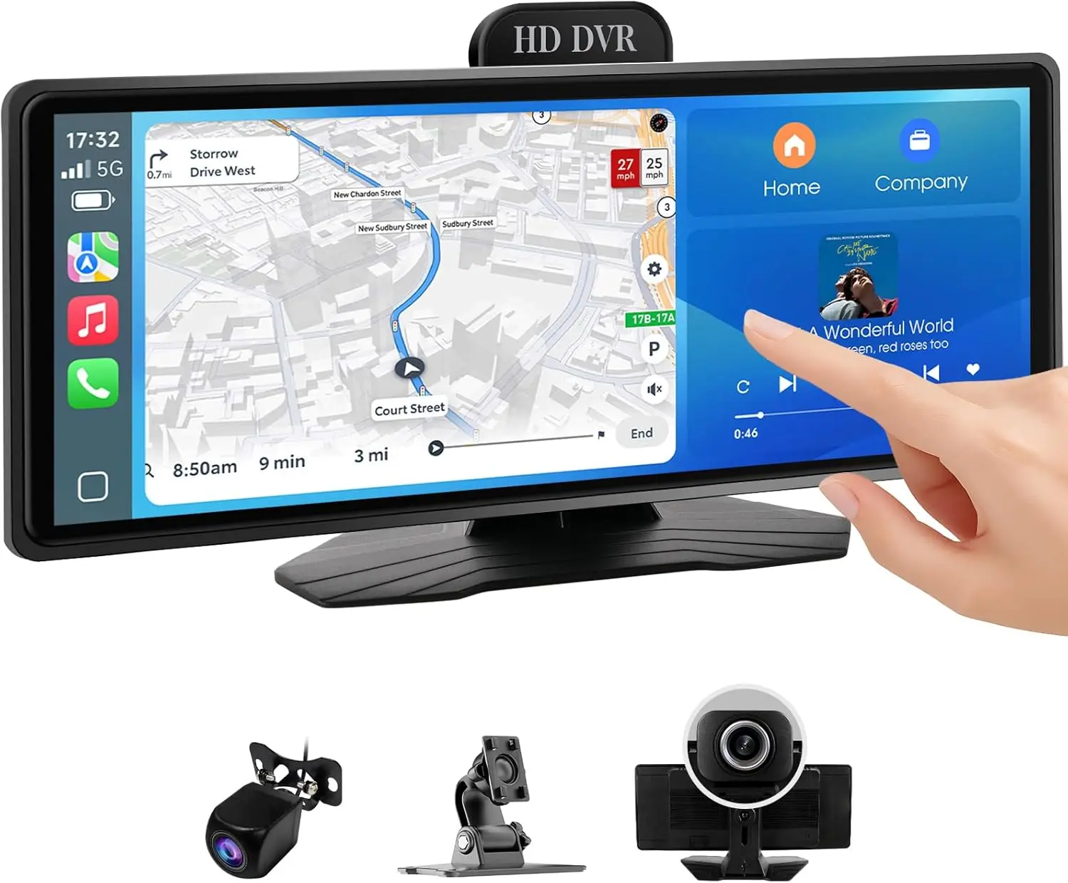 

HD Touch Screen Car Stereo, Wireless CarPlay & Android Auto, 1080P Backup Camera, Voice Control, GPS, FM, AUX, MirrorLink