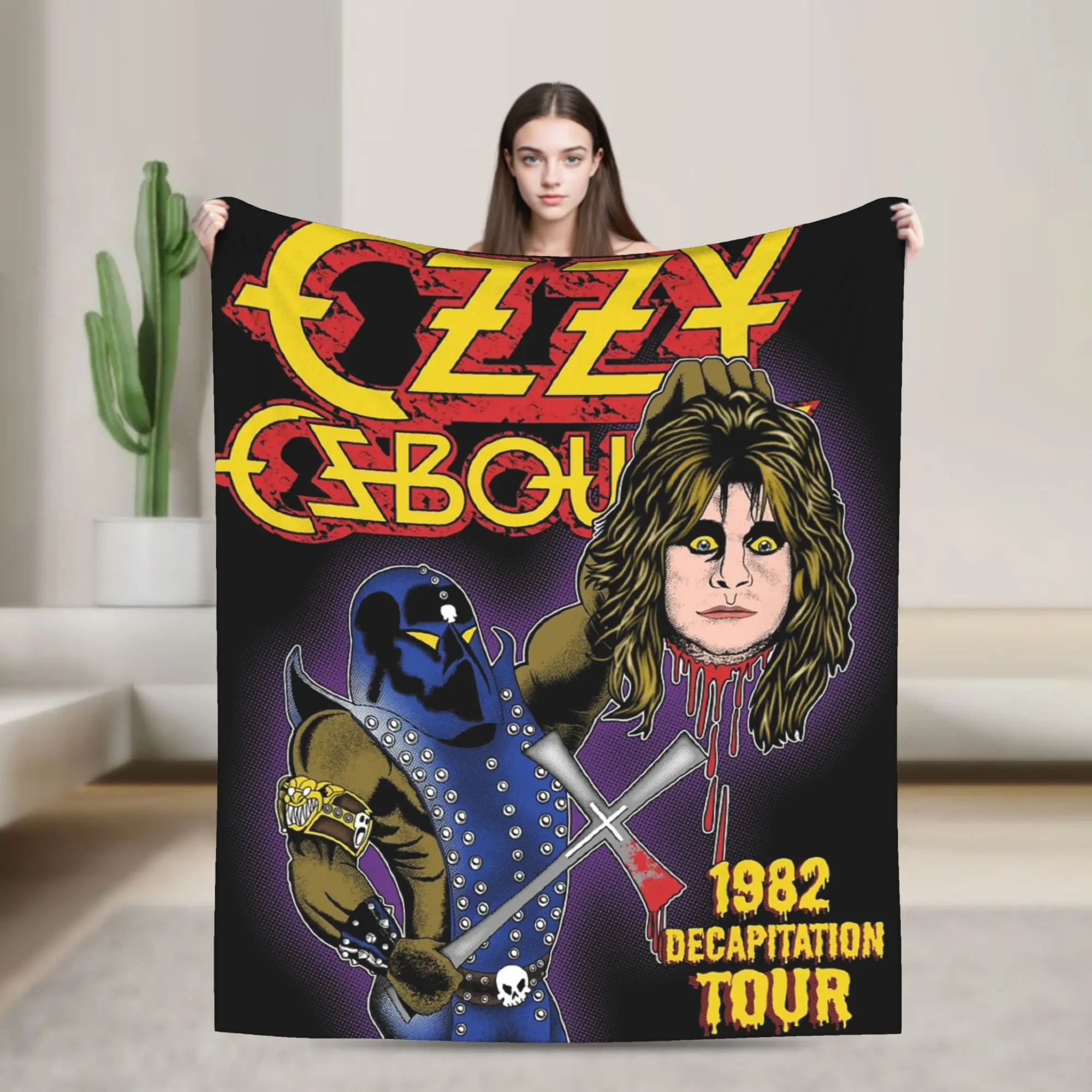 

rip Ozzy Osbourne Printed Blanket For Men Women Super Soft Cozy Black Sabbaths Throw Blankets for Sofa 50x60 Inches Multi-size