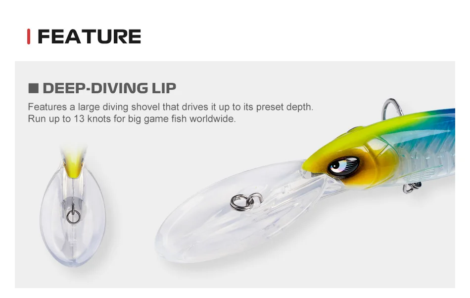 NOEBY Deep Diver Trolling Minnow 140mm 47g 180mm 94g Verstärkter Fischgräten-Hardbait für Offshore-Großwildfischerei – Detail 5