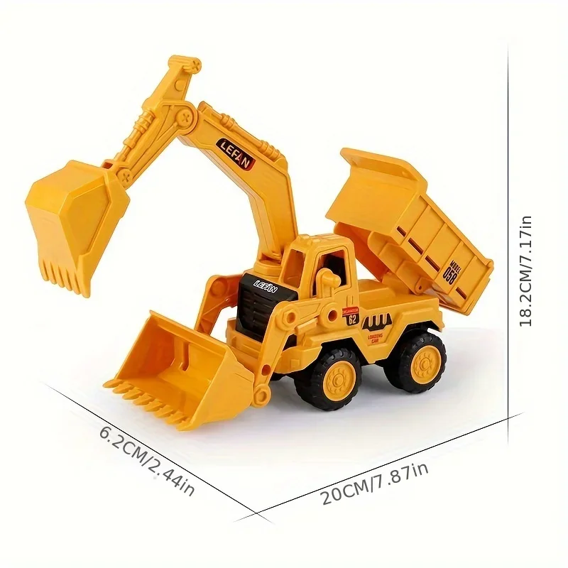 High Quality Inertia Engineering Vehicle Simulation Multifunctional Excavator,  Tipper Truck, Three In One Toy Birthday Gift