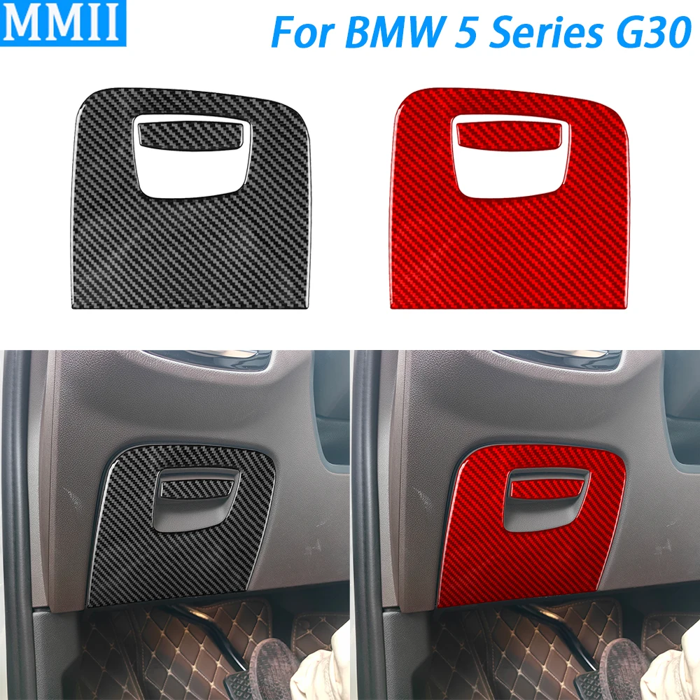 

For BMW 5 Series G30 2016-22 Carbon Fiber Steering Wheel Left Side Storage Box Panel Trim Cover Car Interior Decoration Sticker