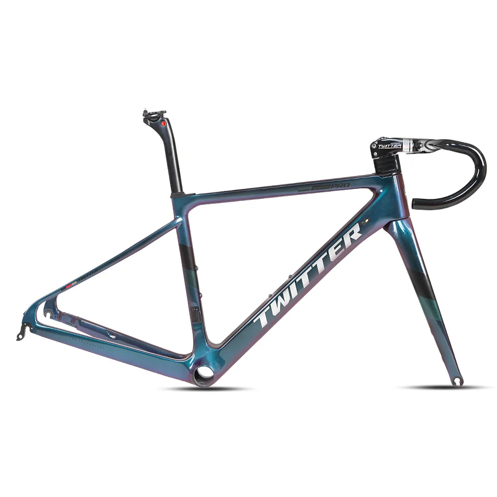 Quadro de Bicicleta de Estrada em Carbono Twitter Stealthpro com Freio de Aro e Conjunto de Guidão