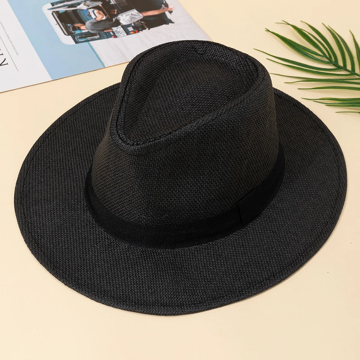 Hat, male, summer vacation, beach hat, English style, wide brimmed sun hat, sun shading hat, Panama straw hat, female