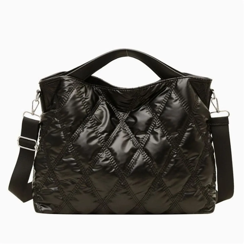 

Сумка-шоппер с мягкой ручкой, большой вместимости, для повседневного использования, с вышивкой, вместительная, утепленная, ромбовидная, на плечо, однотонная, износостойкая