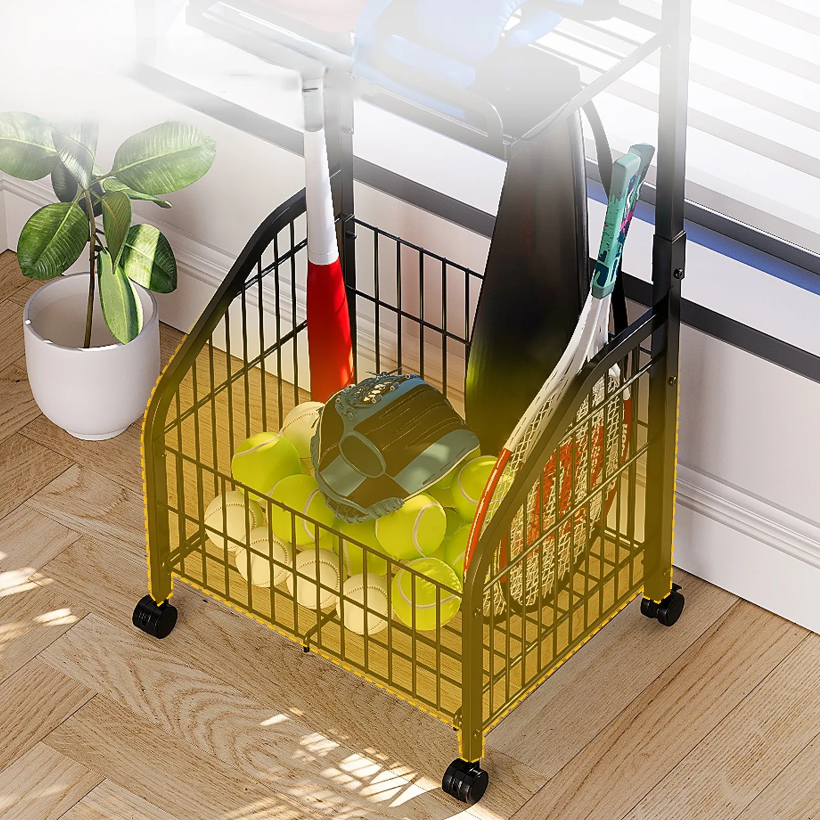 가정용 다층 금속 농구 및 축구 공 정리대 바닥 설치형 보관 바구니 공 정리대