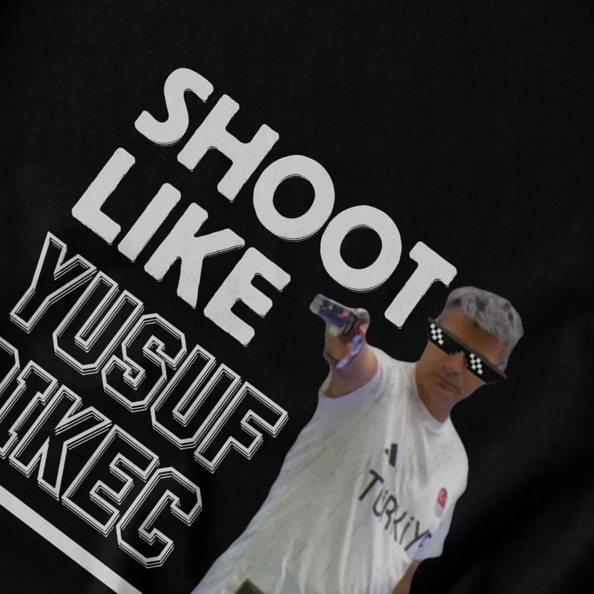 Men Funny Shoot Like Yusuf Dikec T Shirt Streetwear Oversized Cotton Sleeve Anime Shirt