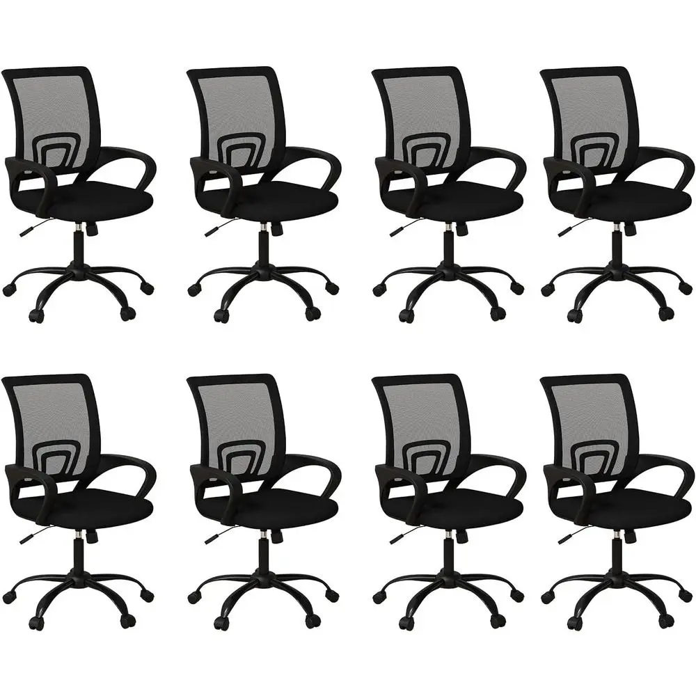 

Set of 8 Ergonomic Swivel Office Chairs with Adjustable Height and Wheels