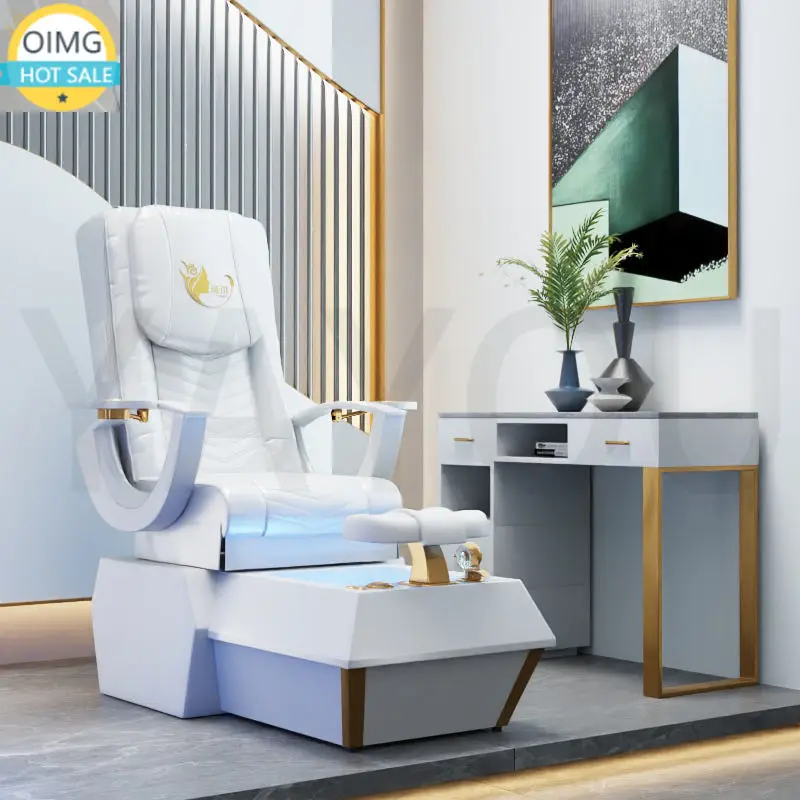 Luxury White Leather Massage Pedicure Chair Luxury Pedicure Spa Massage Chair for Nail Salon Beauty Furniture