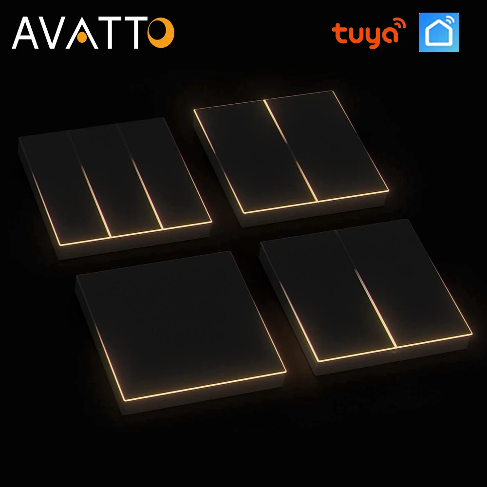 AVATTO Tuya WiFi Smart Light Switch 1/2/3/4 Gang Neutral Wire richiesto Wall Push Switch Smart Life funziona con Alexa Google Home