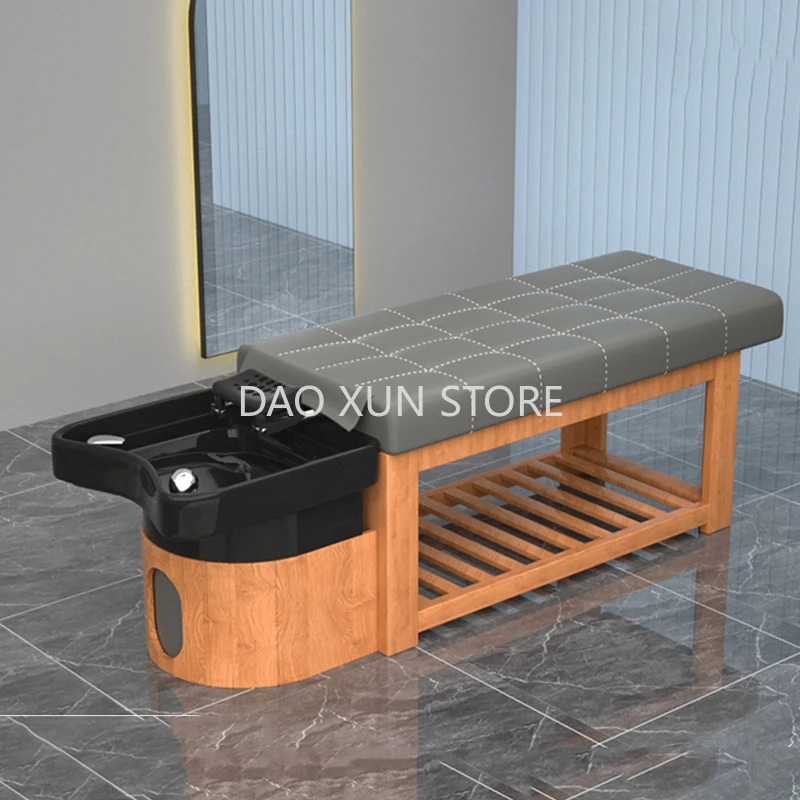 Fumigation Hair Washing Bed Wooden Japanese Head Spa Shower Chair Water Circulation Cama De Champu Salon Furniture MQ50SC