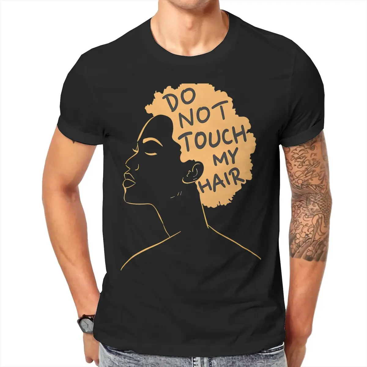 African Culture TShirt for Men Do Not Touch My Hair Basic Leisure Sweatshirts T Shirt High Quality Trendy Loose