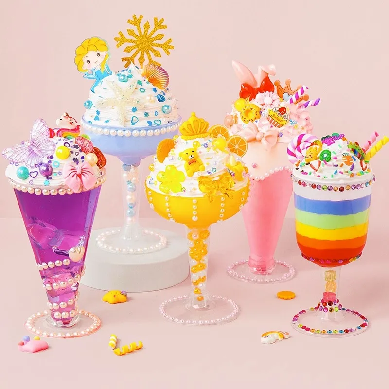 Cream Glue Simulate Ice Cream Cup Goo Card Kit 3D Resin Sticker Wind Chime Guka Handmade DIY Craft Material Pack Girl Gift