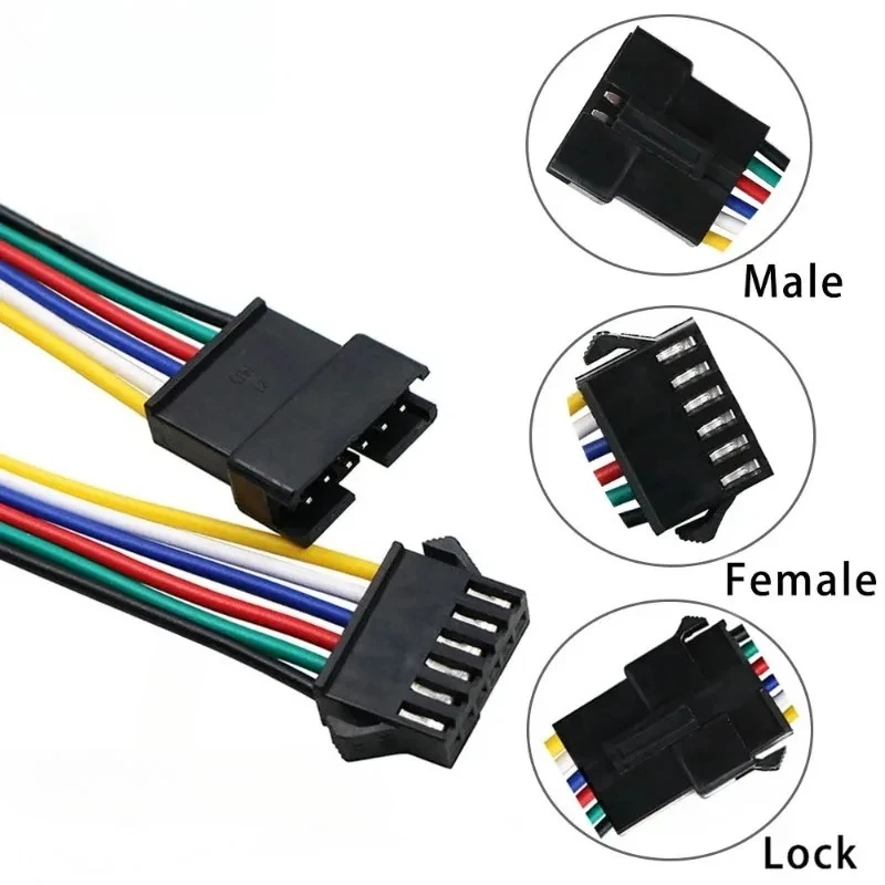 SM2P/3P/4P/5P/6Pin LED Extension Connector Cable Wires Electric Male Female Wire for 3528 5050 RGB RGBW LED Strip Lights Connect