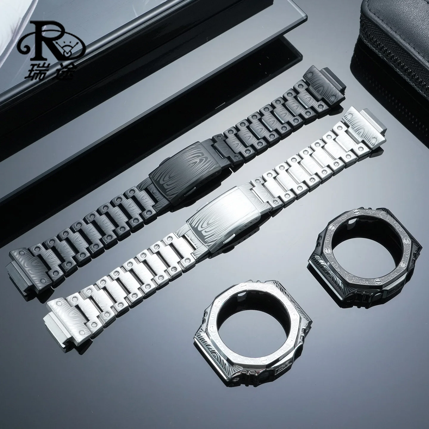 GA2100 Retro metal case&strap set For Casio G-Shock GA-2100 2110 GA-B2100 Mod kit stainless steel bezel Watchbandaccessories