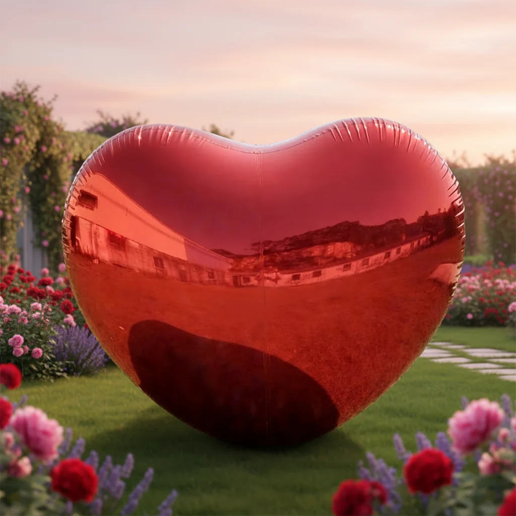 

Красные светоотражающие надувные шары-сердца, гигантские зеркальные шары из ПВХ для декора мероприятий и вечеринок, большие блестящие зеркальные шары