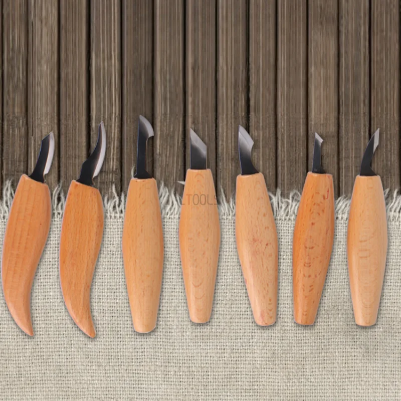 12PC Wood Carving Kit Bevel Connection Arc Knife Sets Wood Carving Tools Current For Beginners Whittling Carpentry Hands Tools