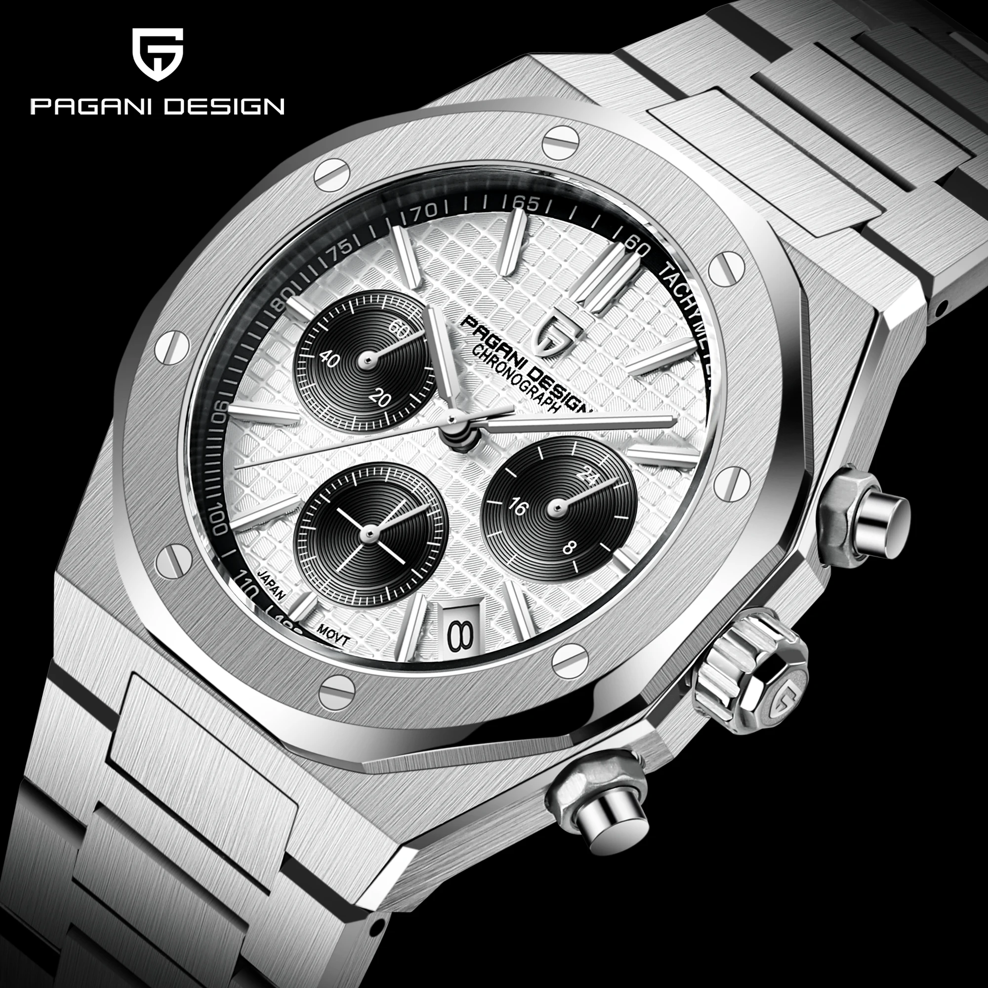 

PAGANI DESIGN 2023 Top Brand Men's Quartz Watch Business Luxury Sapphire Clock Relogio Japan VK63 Stainless Steel chronograph