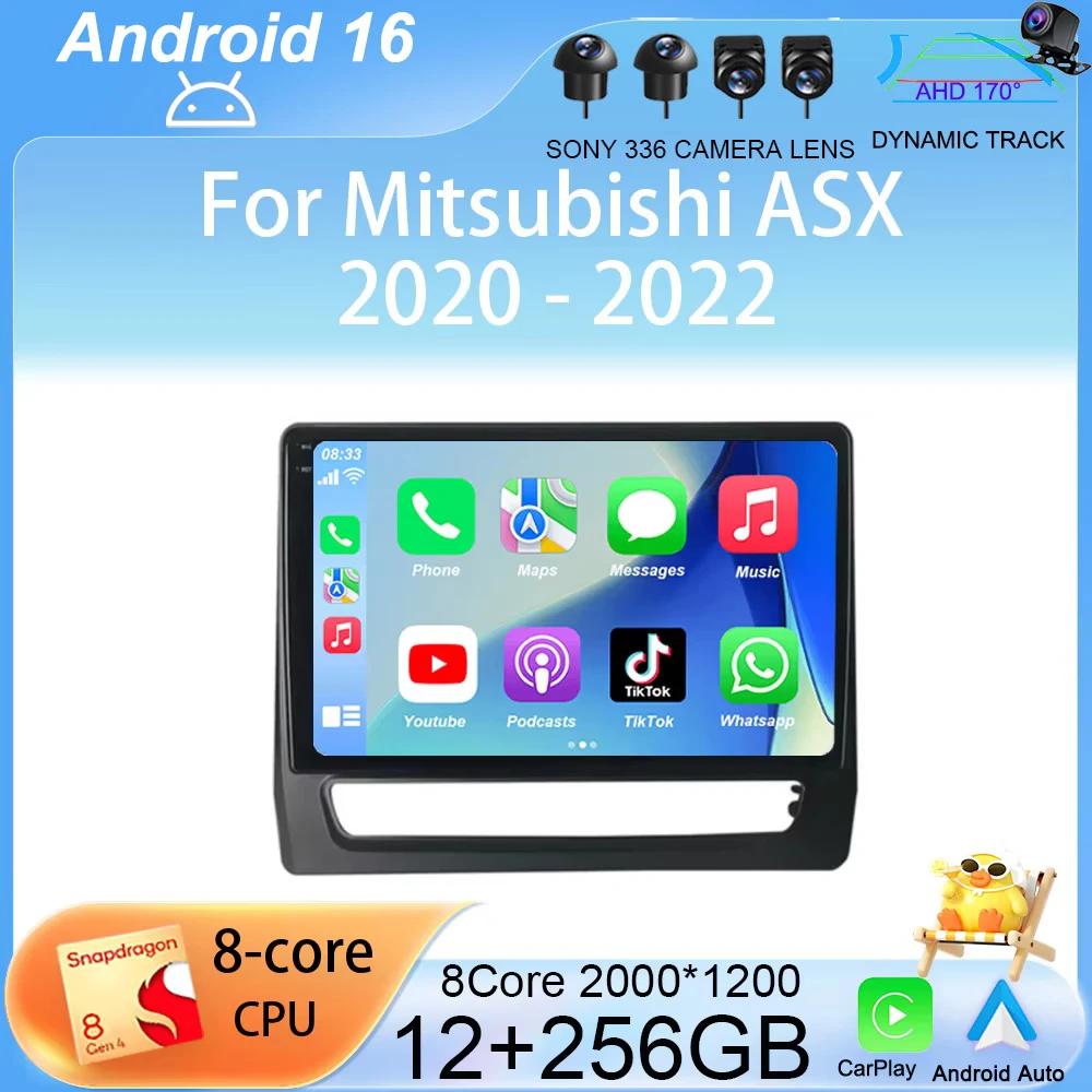 

Автомагнитола Android 16 Carplay Auto 2din для Mitsubishi ASX 2020 2021 2022 с GPS-навигацией, мультимедиа, видеоплеером, стереосистемой, Wi-Fi+4G