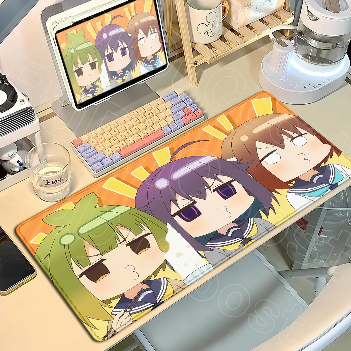 Locking Edge Large Anime My Deer Friend Nokotan Kawaii Shikanoko Noko Mousepad 900x400mm Office Notebook Keyboard Decoration Rug