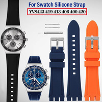 19mm 21mm For Swatch YVS420 YVS454 YVS423 419 413 406 400 420 YCS waterproof Concave Mouth Silicone Watchband Rubber Watch Strap