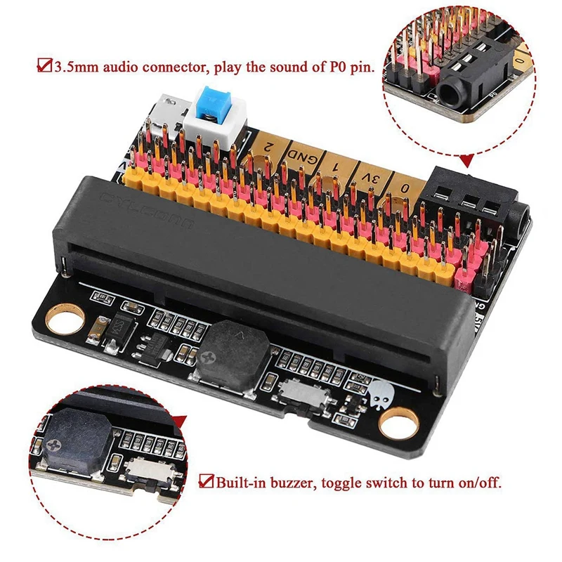 Imagem -06 - Placa de Expansão Micro-bit com Buzzer para Bbc Micro:bit Iobit V2.0 Escudo Adaptador Breakout Programação Kids Python 5x