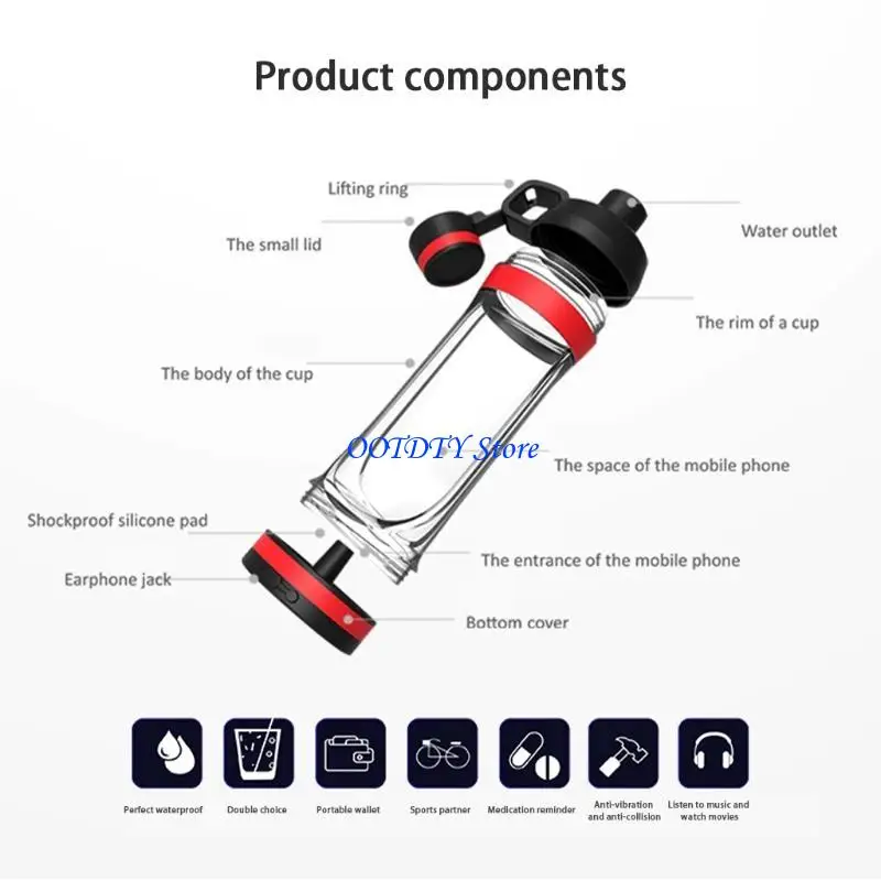 367A Portable for Creative 400ml Water Bottle with Hiding Phone Pocket Secret for Pill Bottle Sports Fitness Water Cup
