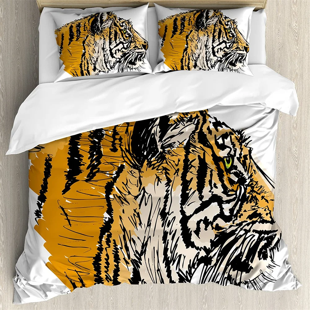 Big tiger 3Pcs Bedding Sets 3D Digital Printing Custom Quilt Duvet Cover Set  Home Queen King Quilt Pillowcase