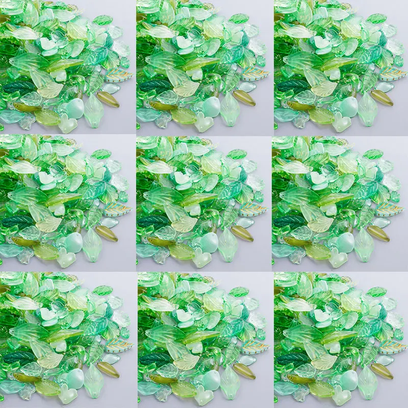 Pendentifs en verre de différentes formes de feuilles, 50 pièces, perles espacées amples en forme de feuille, colliers, Bracelets, accessoires de fabrication de bijoux