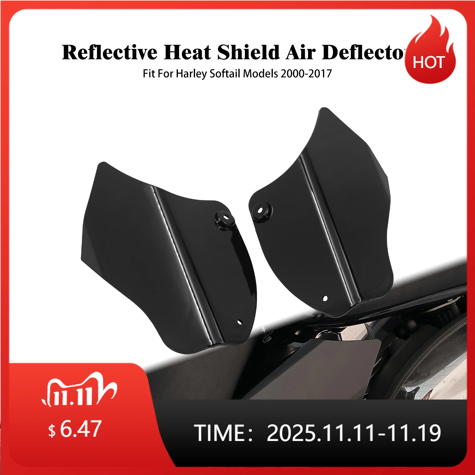 

Motorcycle Air Deflector Saddle Reflective Air Heat Shields ABS For Harley Softail Heritage Fatboy FLSTF FLS FXS Slim 2000-2017