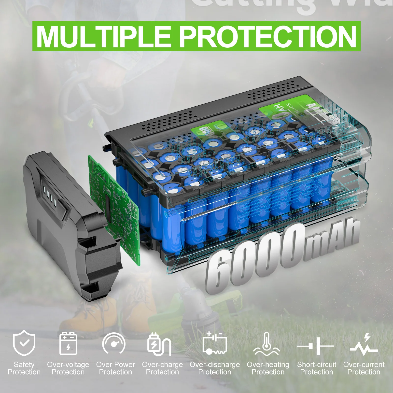 Akumulator zamienny do Greenworks GBA GBA80600 80V 6000mAh, kompatybilny z GBA80200 80V, akumulator do elektronarzędzi bezprzewodowych. — zdjęcie produktu 4